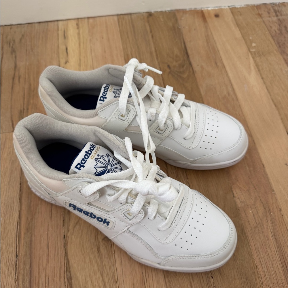 Reebok White and Blue Sneakers